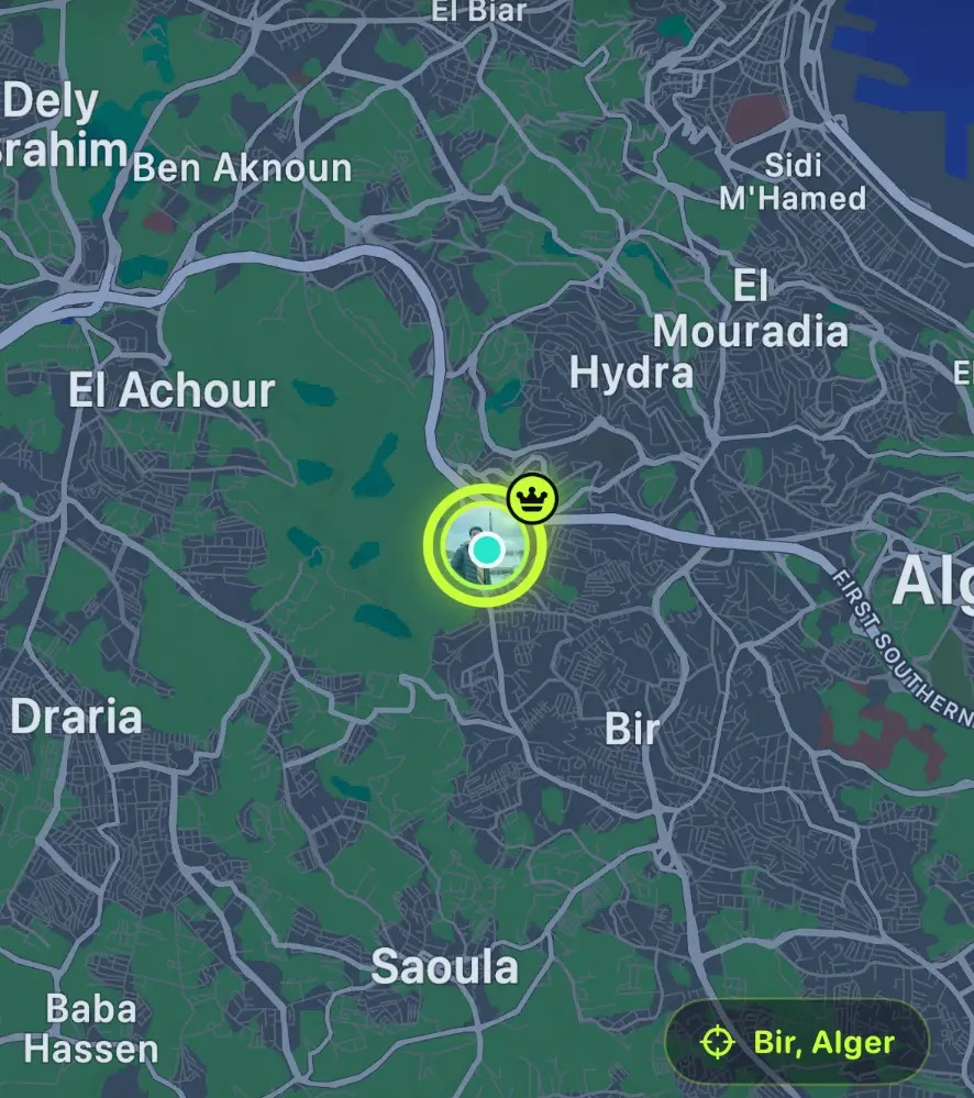 Dark city map showing live pitches