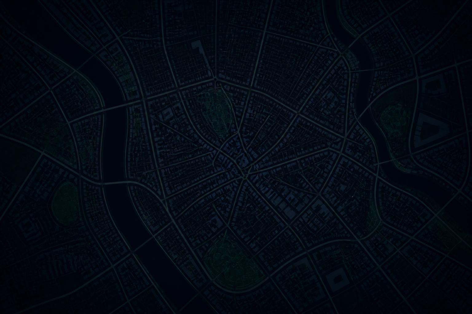 Dark city map showing live pitches